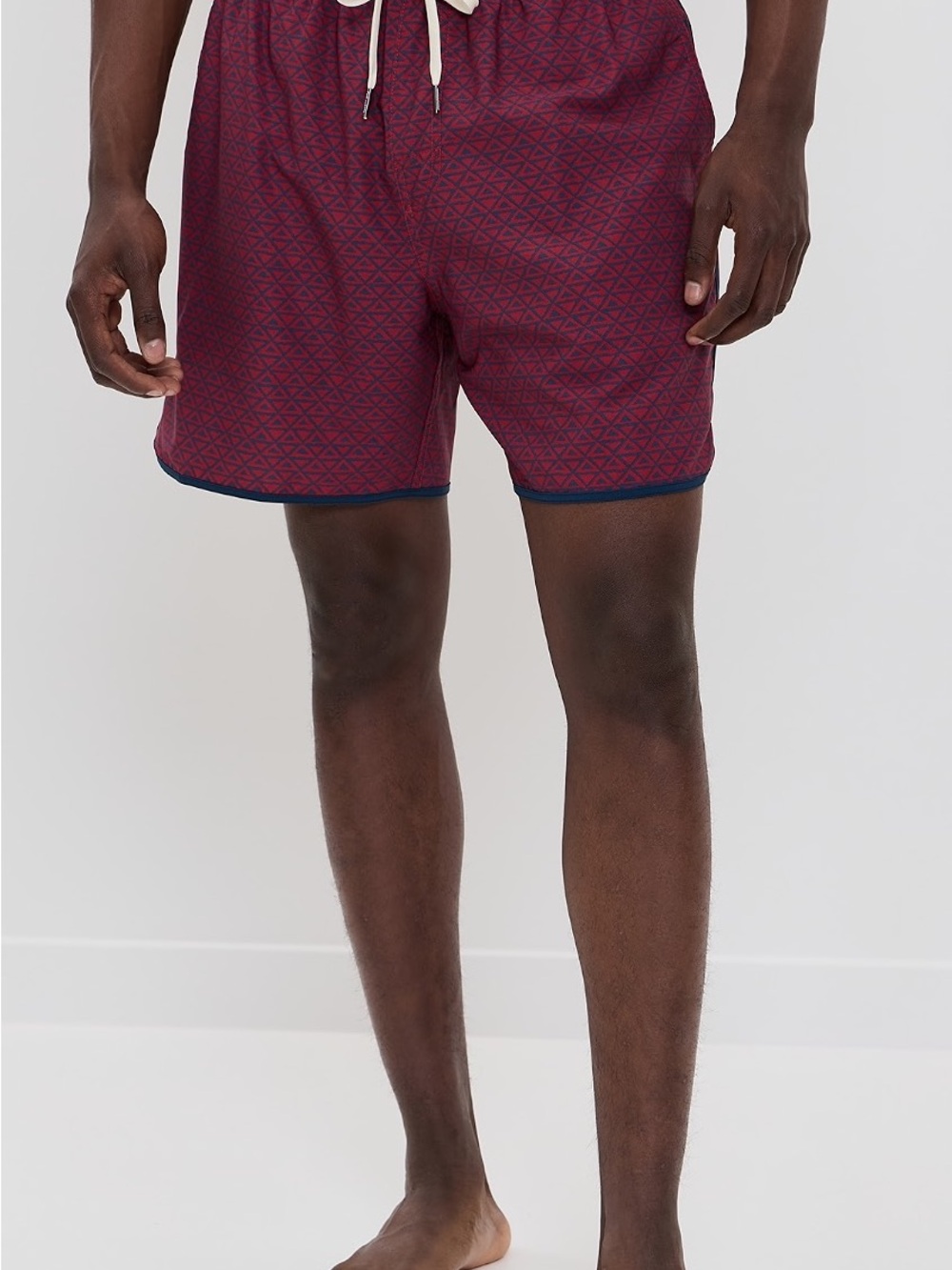 Fair Harbor Men's Red Patterned Nautical Swim Trunks 6” Inseam